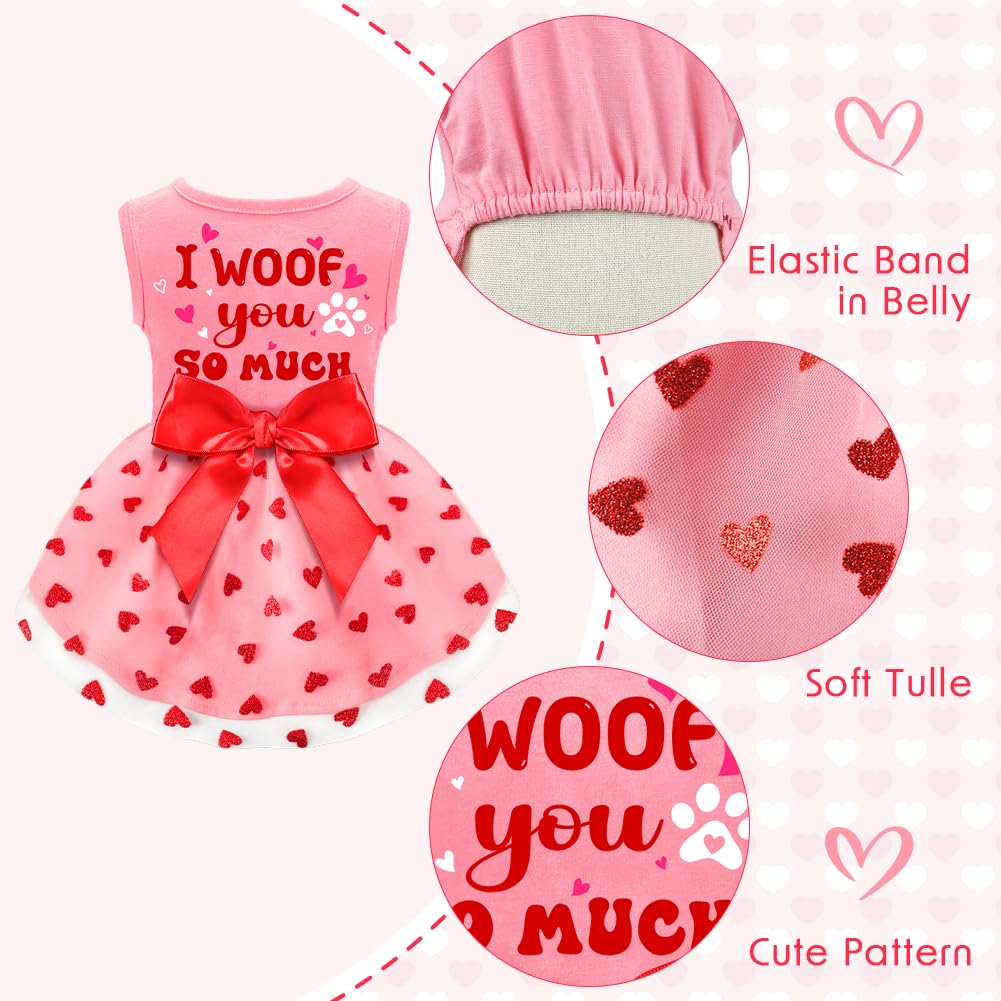 Og Valentines Day Clothes I Woof You So Much Dog Valentines Outfit Red Tulle Dog Dress With Bowknot For Small Medium Large Dogs