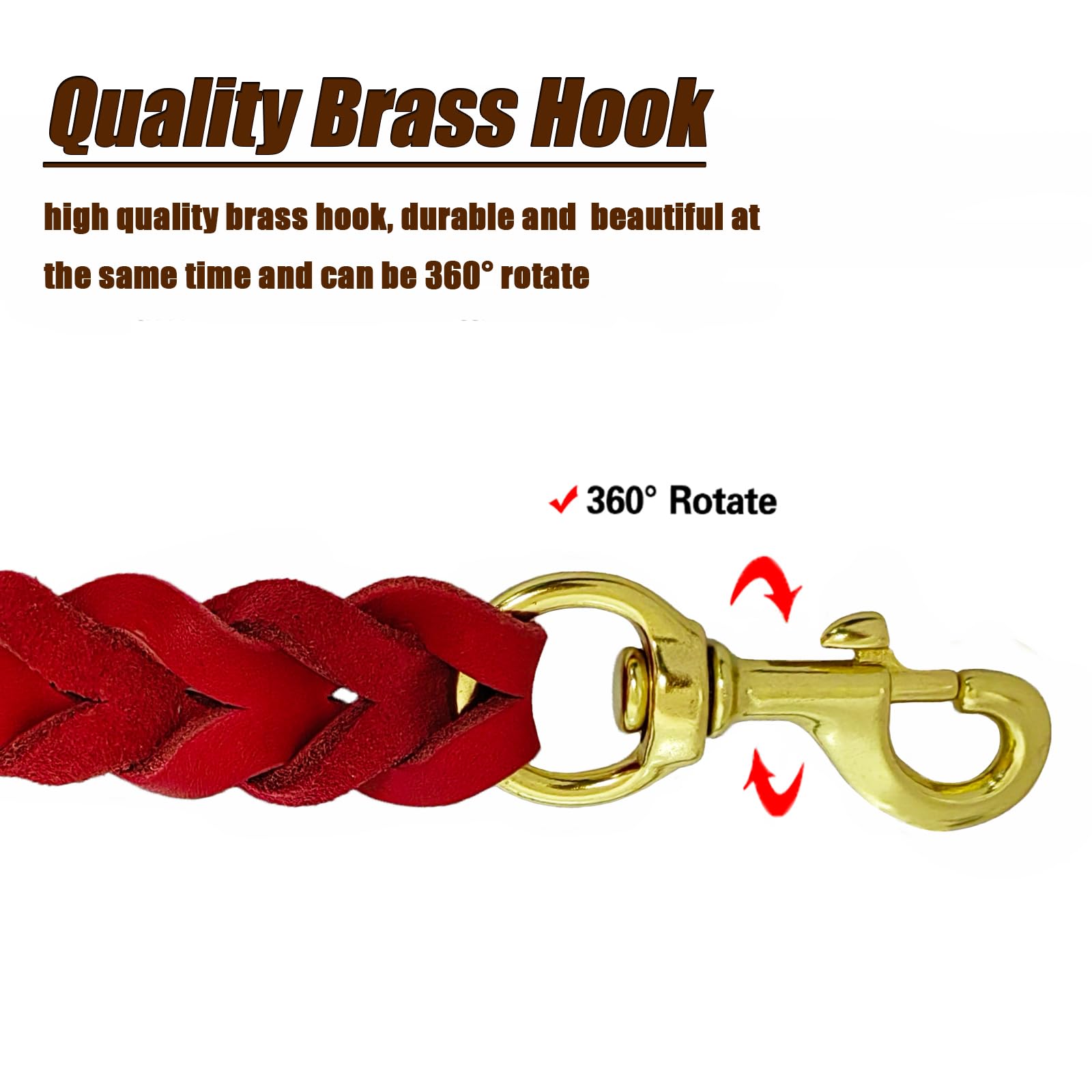 Lwbmg Leather Dog Leash - 6Ft Heavy Duty, Braided, Comfortable For Large, Medium & Small Dogs - Red