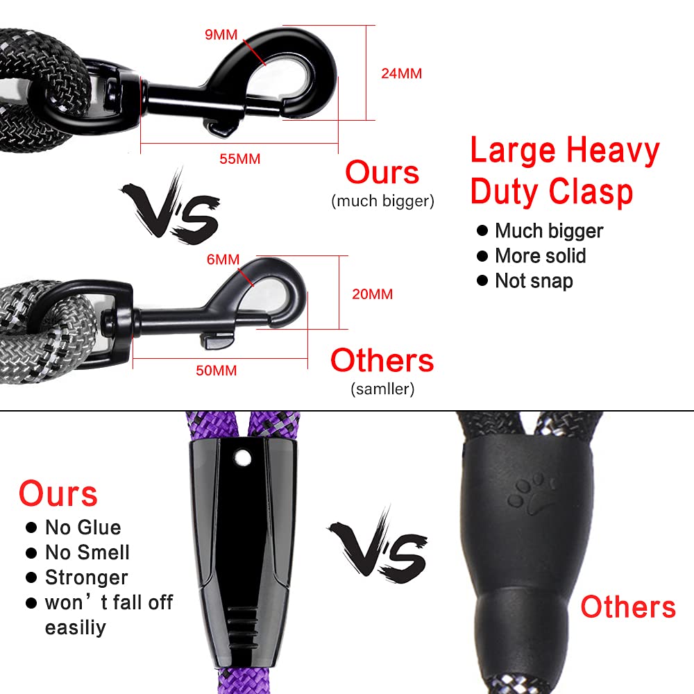 Plutus Pet Long Rope Dog Leash, With Comfortable Padded Handle, Reflective Nylon Heavy Duty Rope Leash, 15Ft 20Ft 30Ft 50Ft 66Ft Dog Training Leash For Small Medium Large Dogs (50Ft, Violet)