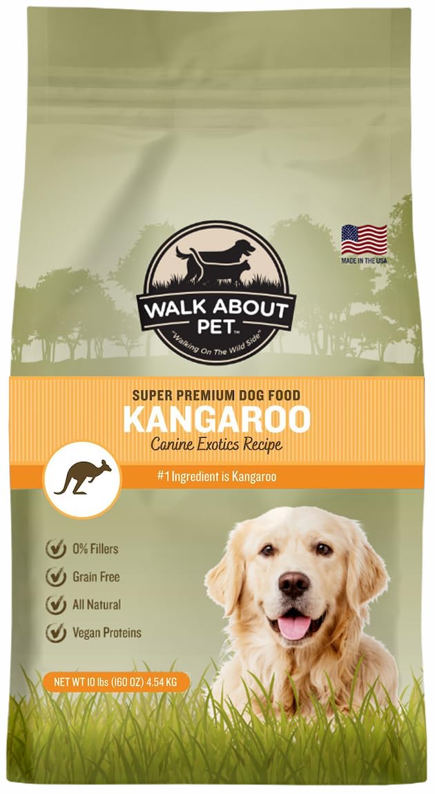 Walk About Pet, WA10039, Canine Exotics All-Natural Super Premium Dog Food, Kangaroo Recipe Dry Kibble, Grain and Gluten Free, S