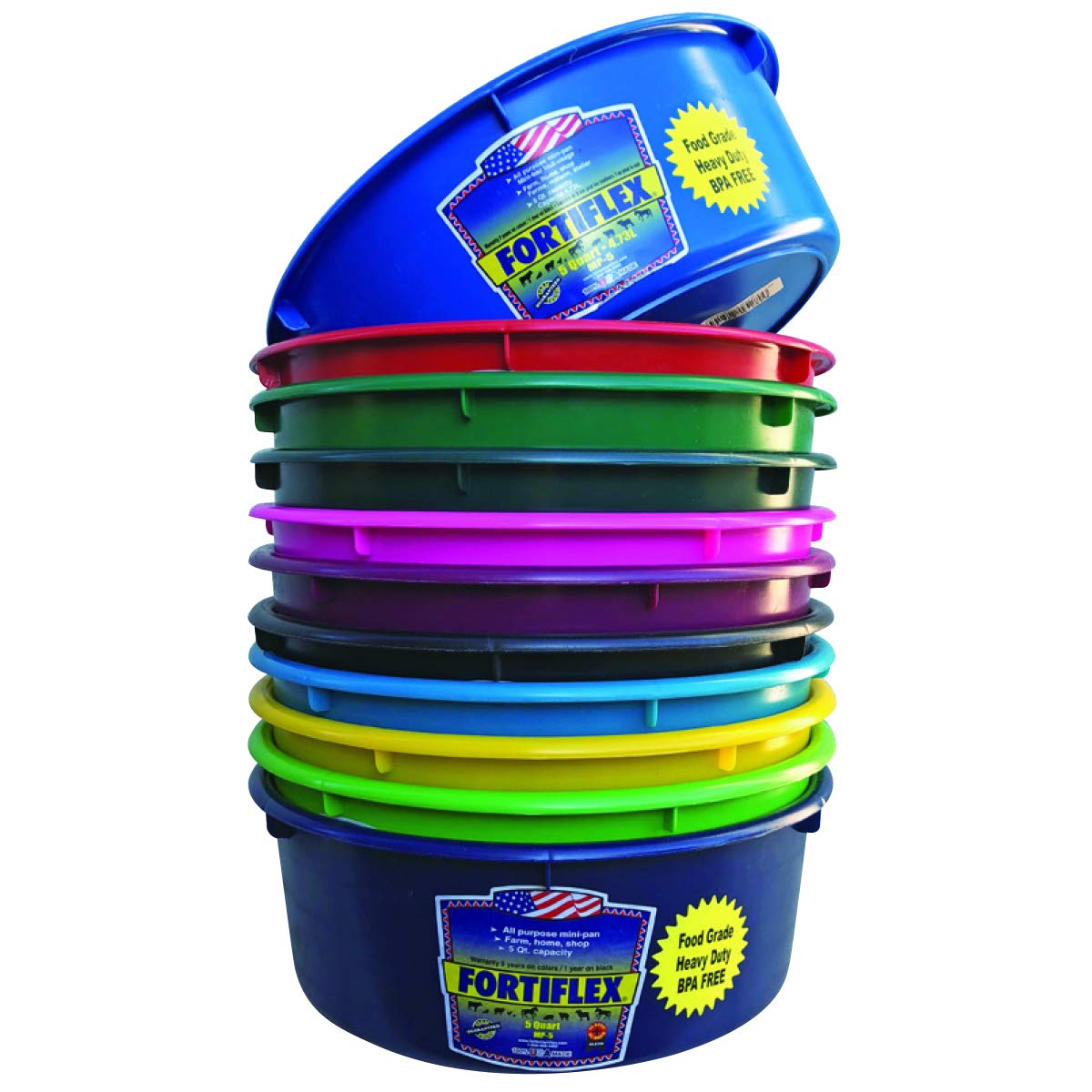 Fortiflex Mini Feed Pan For Dogs And Horses, 5-Quart, Green