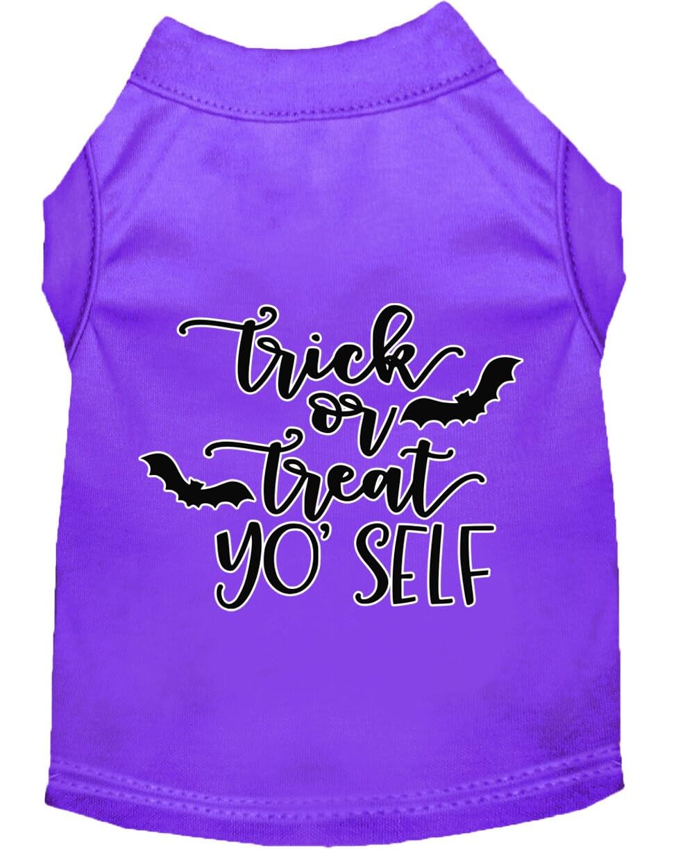 Halloween Pet Dog & Cat Shirt Screen Printed, "Trick Or Treat Yo' Self" Aqua XS (0-3 lbs.)