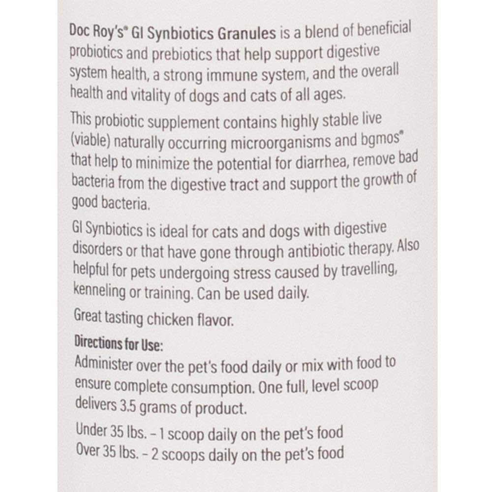 Revival Animal Health Doc Roy's GI Synbiotics Probiotic & Prebiotic Supplement for Dogs and Cats - 454 gm Granules