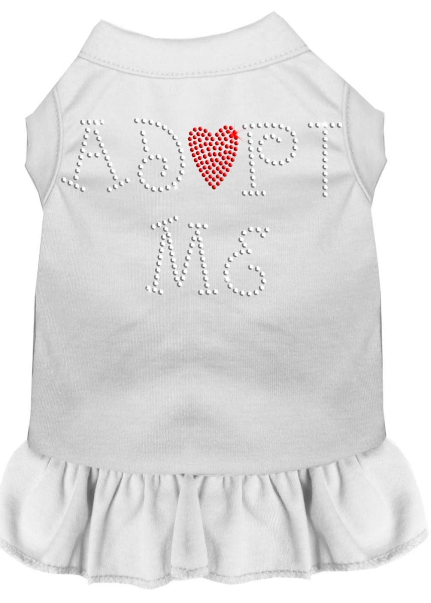 Pet Dog & Cat Dress Rhinestone, &quot;Adopt Me&quot; White LG (10-14 lbs.)