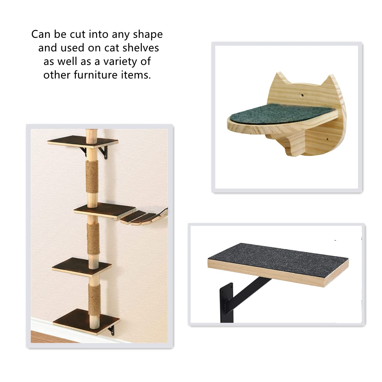 Shengocase Trimmable Self-Adhesive Felt Mat Pad Replacement For Cat Tree Shelf Shelves, Cat Wall Furniture Steps, Cat Carpet Scratching Post Scratcher Couch Protector