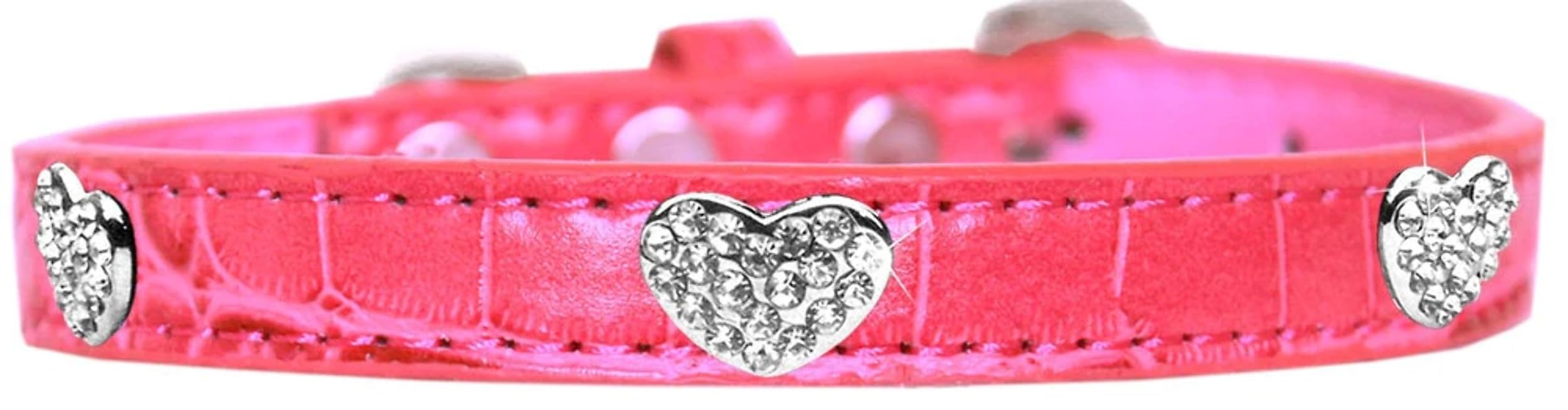 Dog, Puppy & Pet Designer Croc Collar, Crystal Heart Turquoise 10