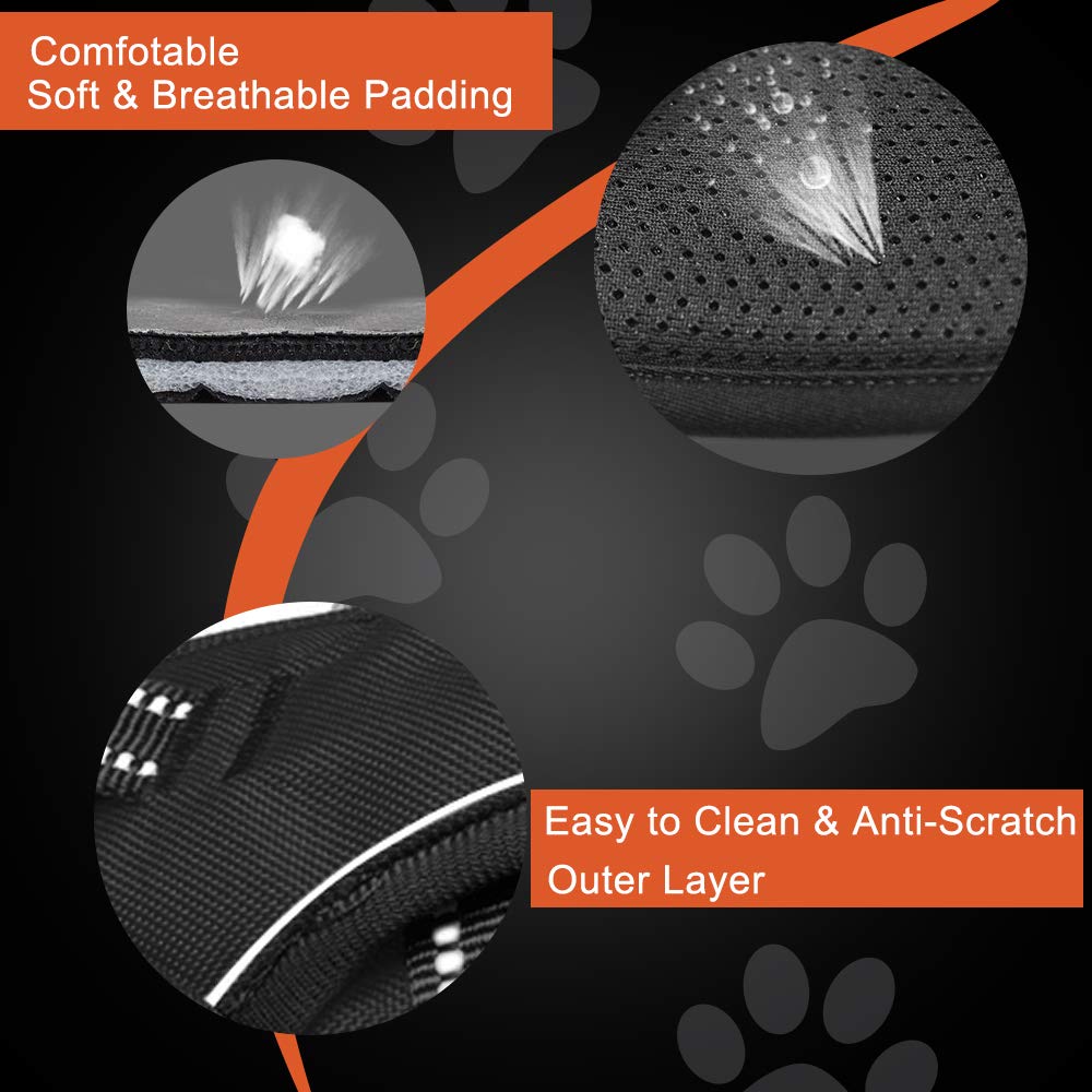 Phoepet No Pull Dog Harness Reflective Adjustable With 2 Metal Leash Hooks And Soft Training Handle [Over The Head Design](L, Baby Blue)