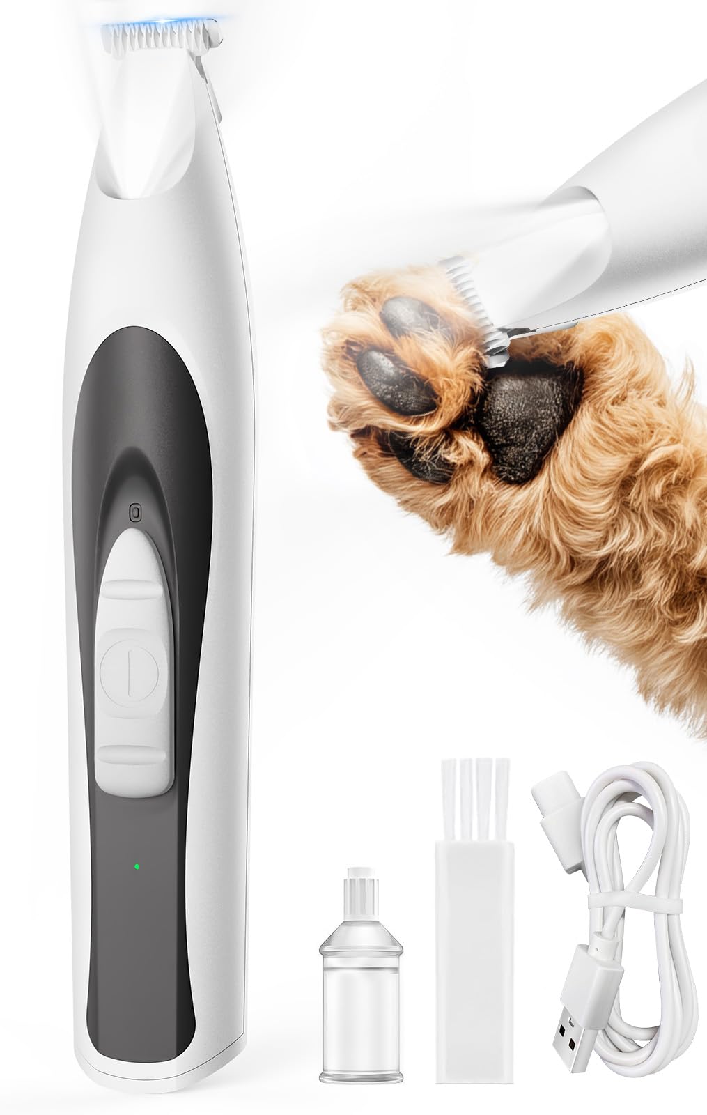 oneisall Low Noise Dog Paw Trimmer with LED Light, Paw Trimmer for Dogs 0.8inch Widen Blade, 35dB Cordless Electric Pet Paw Groo