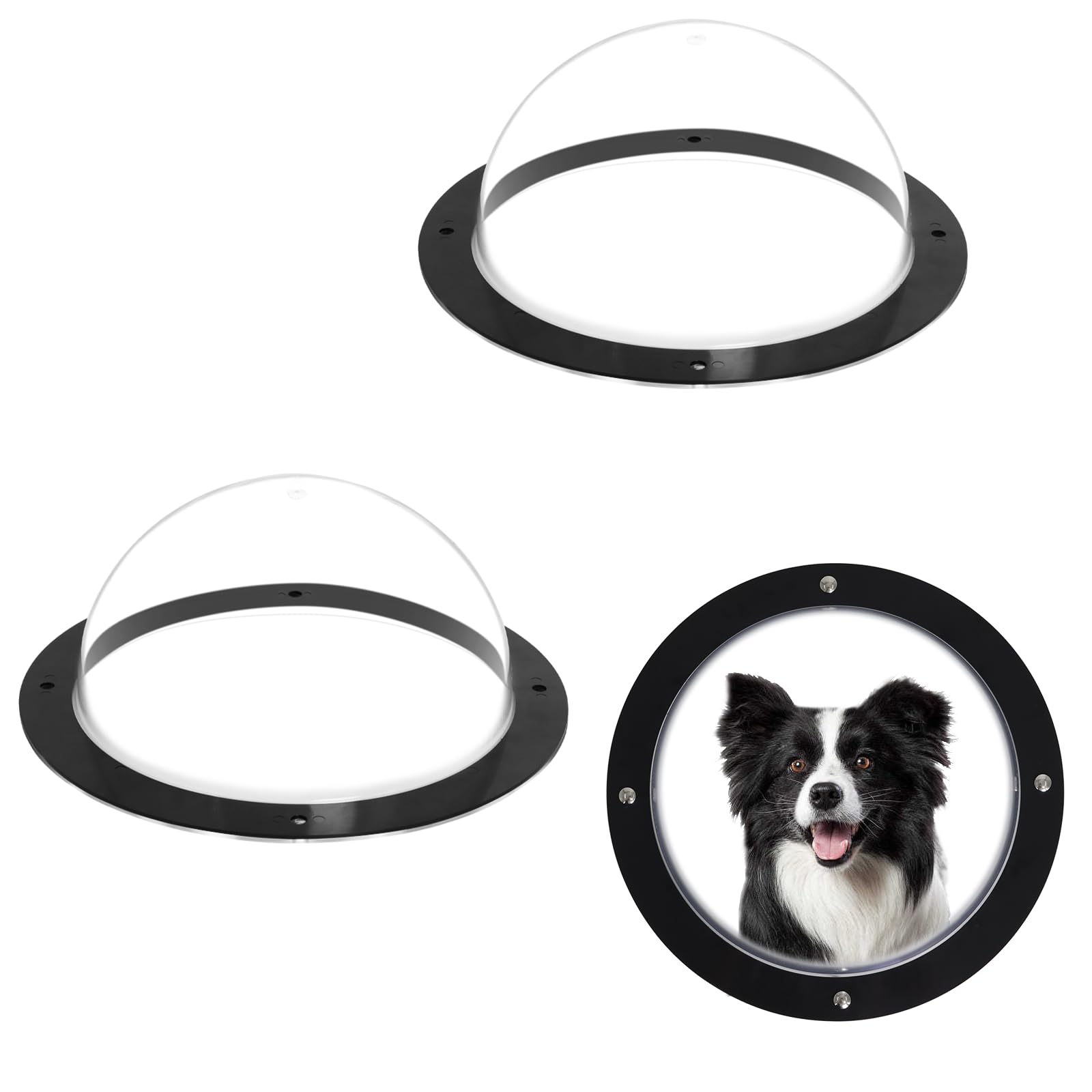 Hedday 2 Pack Dog Fence Window,12.4 In Acrylic Clear Pet Dome View Playground Doggie Wood Fence Window Bubble Peek Window For Do