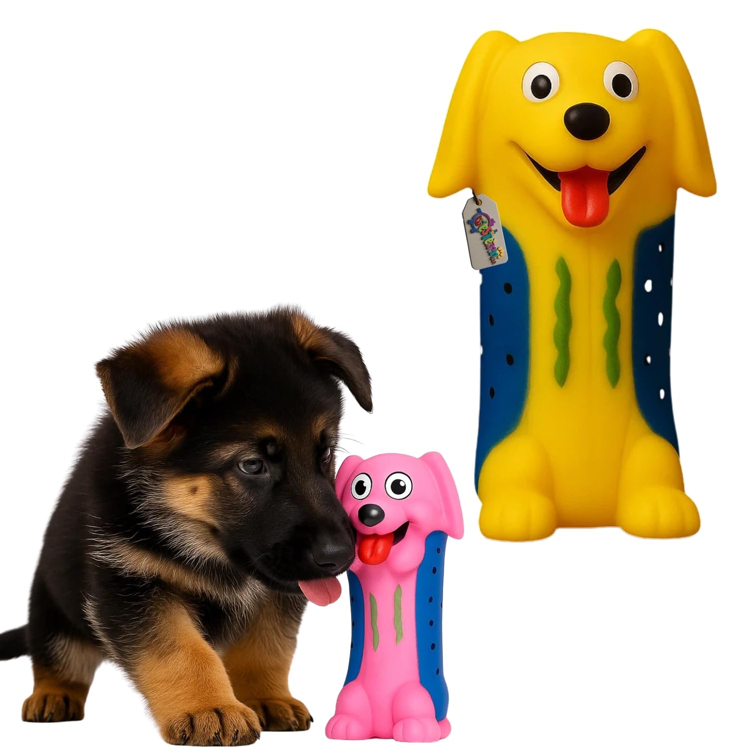 Western Era Dog Face Squeaky Toy For Dogs | Soft Chewable Rubber Play Toy For Puppies & Dogs | Interactive Sound Toy For Biting,