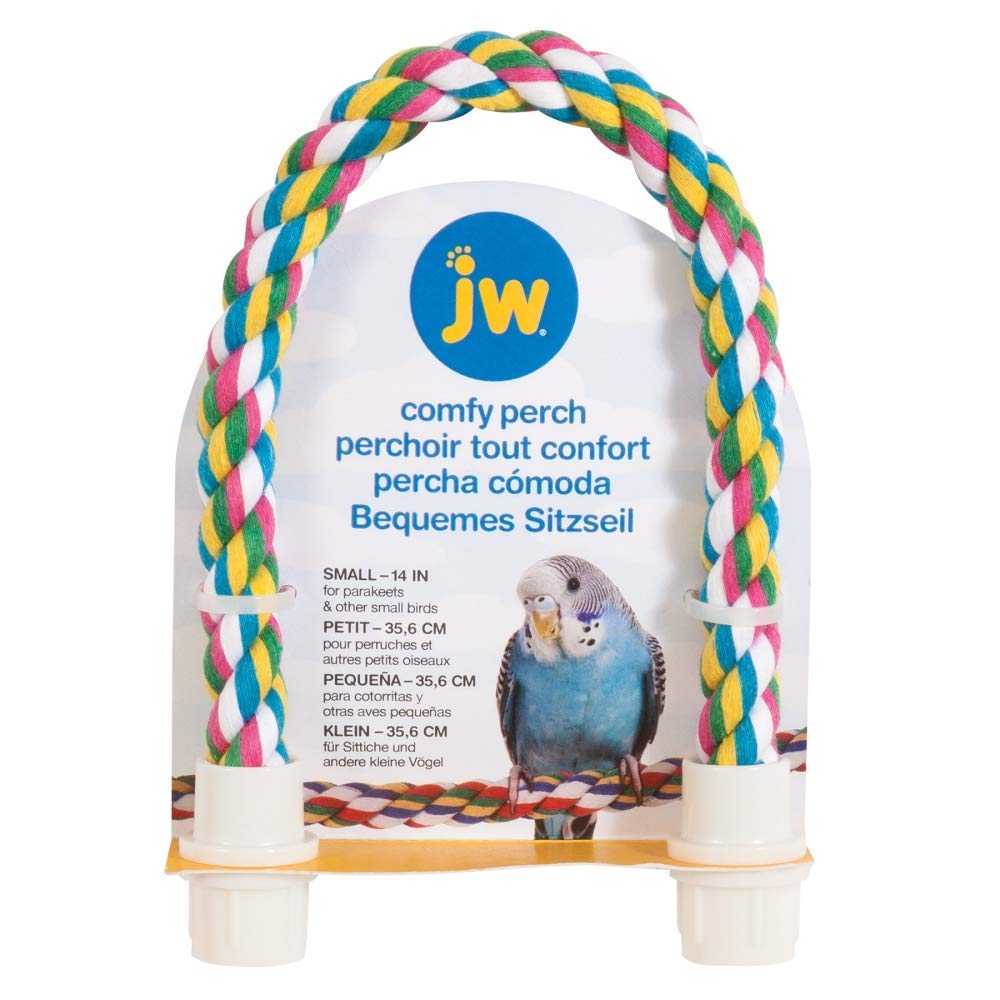Jw Pet Comfy Perch For Birds Flexible Multi-Color Rope, Small - 14'' Length