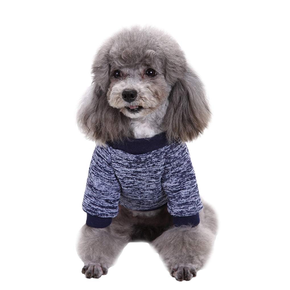 Jecikelon Pet Dog Clothes Dog Sweater Soft Thickening Warm Pup Dogs Shirt Winter Puppy Sweater For Dogs (Navy Blue, L)