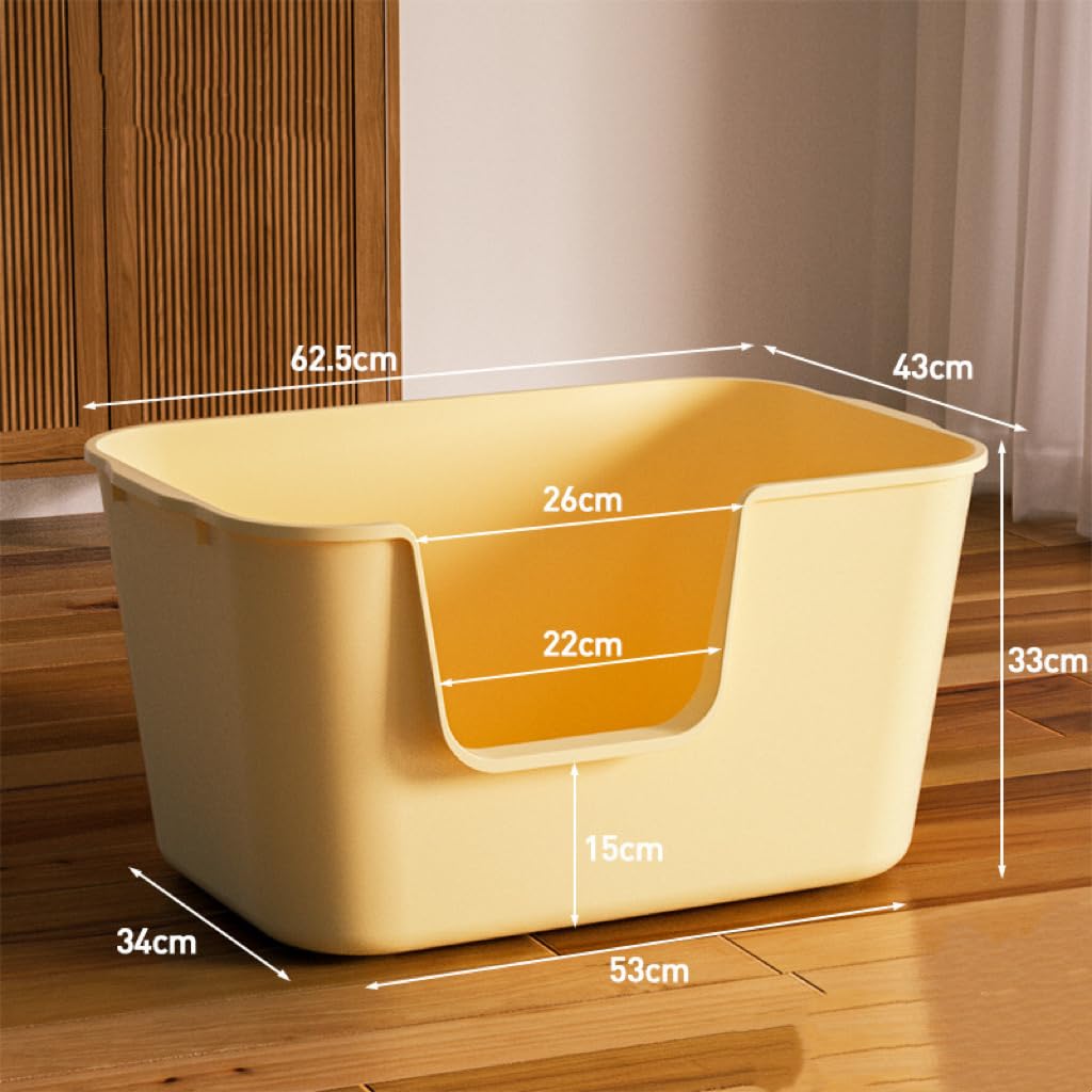 Towntime Xxl Litter Box With High Sides - 24.6'L X 16.9'W X 12.99'H, Anti-Splash, Tool-Free Assembly, Multi-Cat, Jumbo (Yellow)