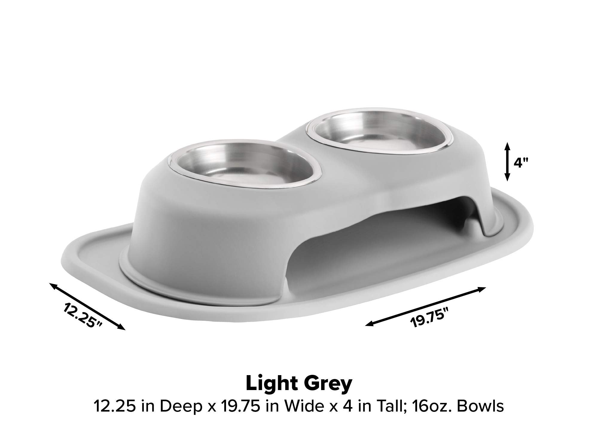 Weathertech Double High Pet Feeding System - Elevated Dog/Cat Bowls - 4 Inch High Light Grey (Dhc1604Lglg)