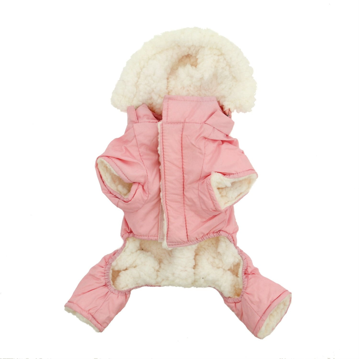 Doggie Design Pink Ruffin It Dog Snow Suit Harness (Sherpa Fleece) - Pink Medium (M)