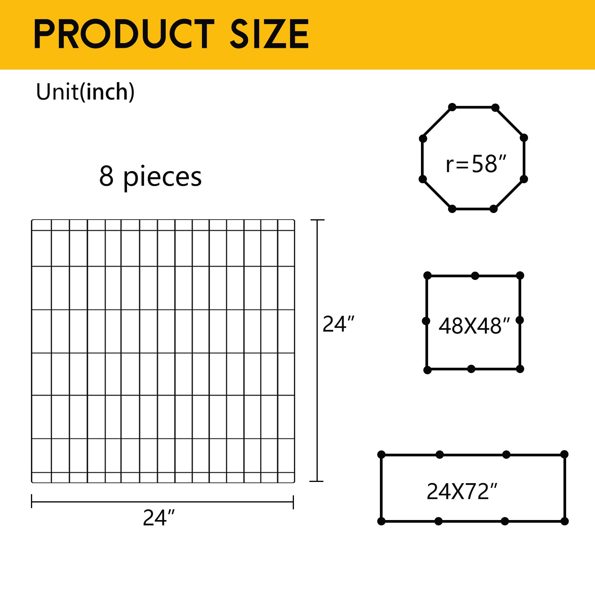 FDW 24 Inch Dog Pen 8 Panel Dog Playpen Indoor Outdoor Metal Puppy Pet Fence Portable Folding Animal Exercise Fence,Black