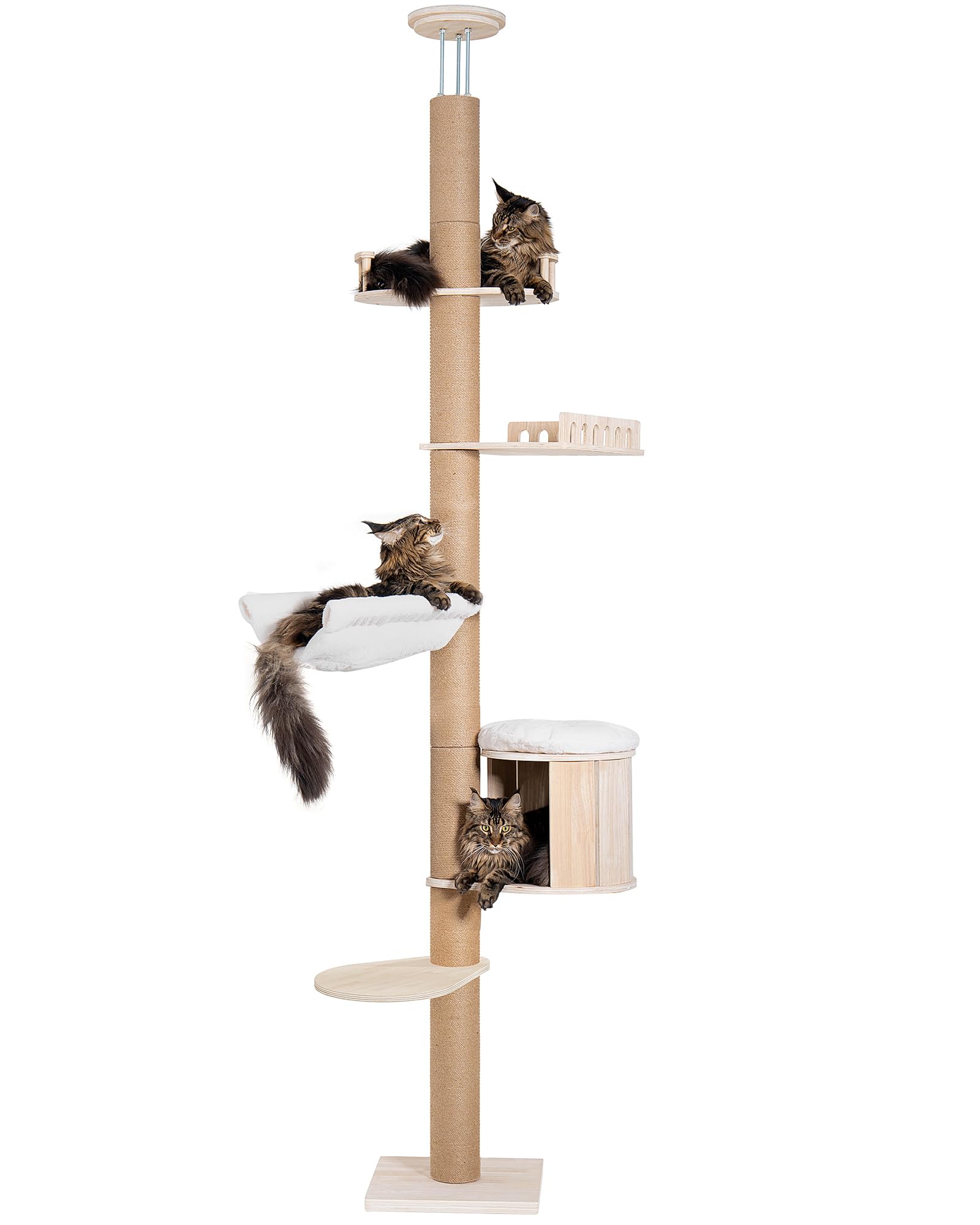 Aechonow Tall Floor To Ceiling Cat Tree For Large Cats, Cat Tower With Scratching Post, Adjustable Height(82-122 In), Large Cond