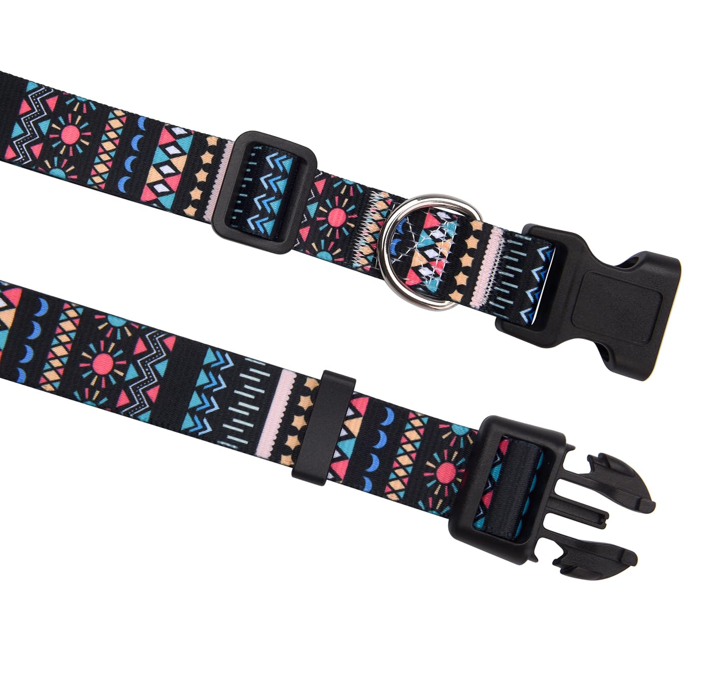Mihqy Dog Collar With Bohemia Floral Tribal Geometric Patterns - Soft Ethnic Style Collar Adjustable For Small Medium Large Dogs(Black Bohemia,Xs)
