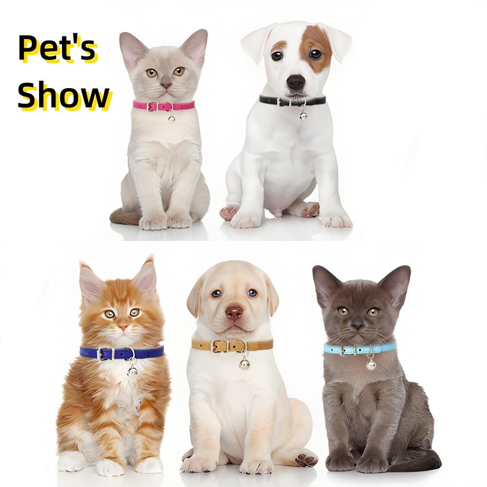 Dark Blue Xs Dog Collar With Bell,Soft Pu Leather Female Puppy Collar With Bells Basic Girls Cat Collar With Bells For Xxs Xsmal