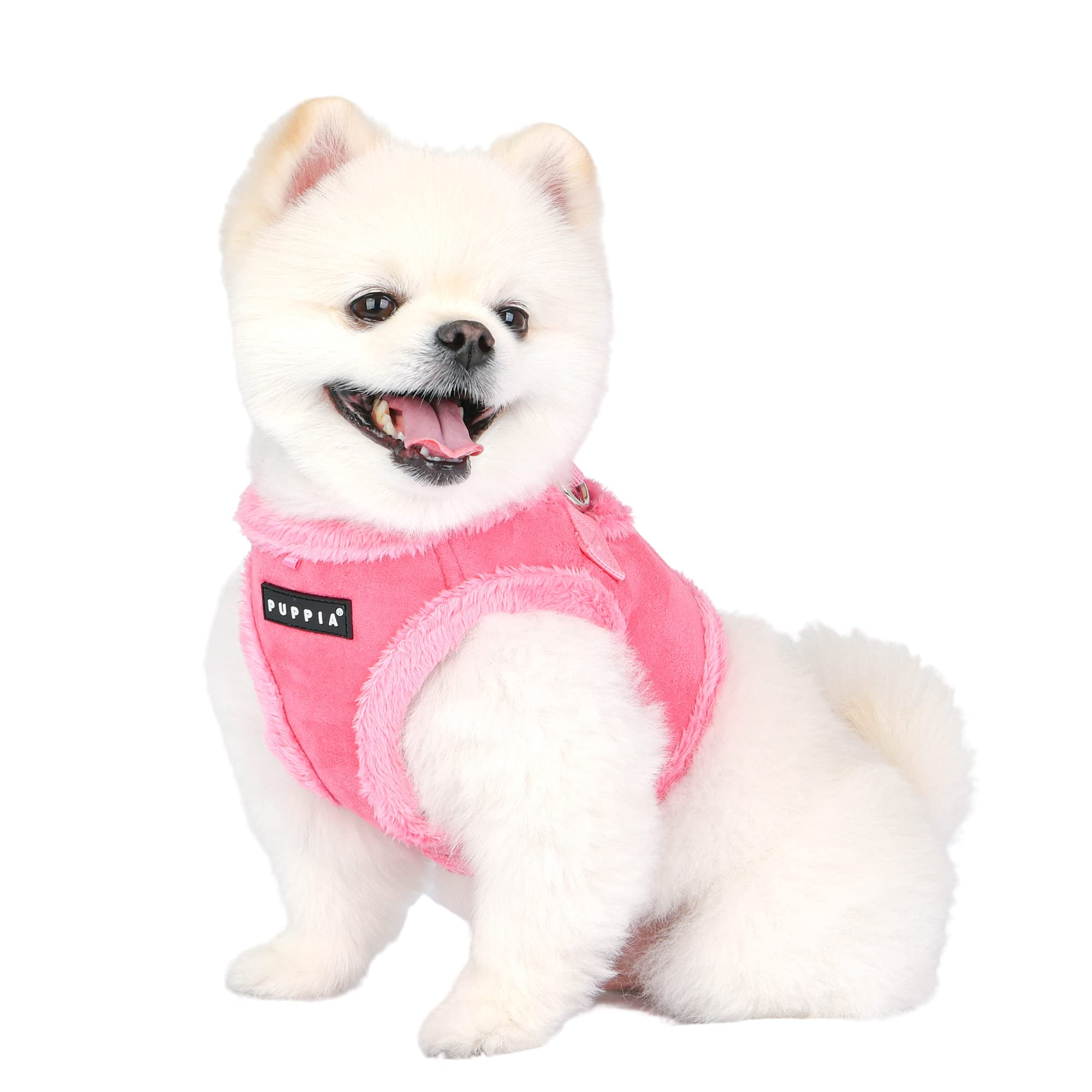 Puppia Terry Vest Dog Harness Step-In Winter Suede Warm No Choke No Pull Training Walking For Small And Medium Dog, Pink, Small