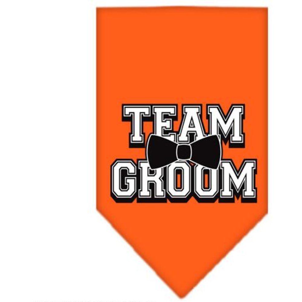 Pet and Dog Bandana Screen Printed, &quot;Team Groom&quot; Orange Small