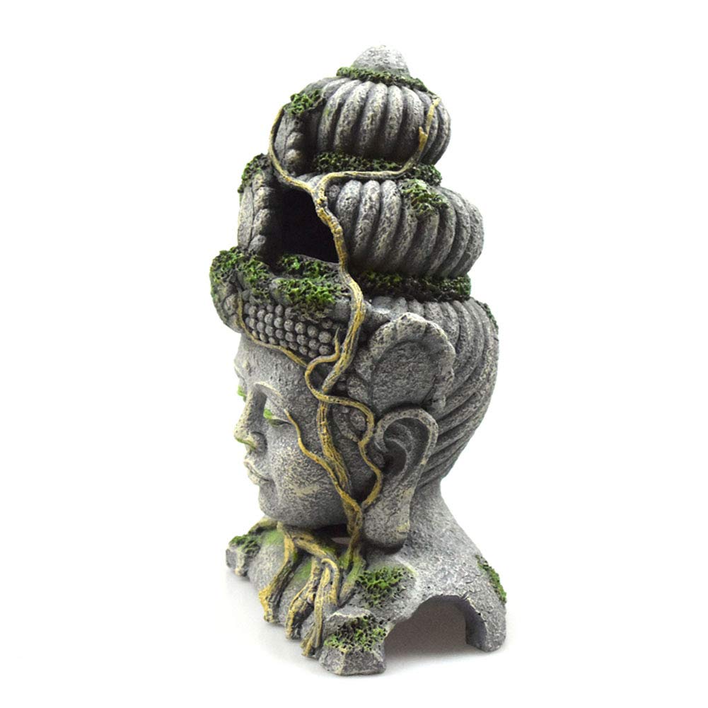 Hamiledyi Buddha Head Statue Aquarium Decorations Resin Fish Hideout Betta Cave For Large Fish Tank Ornaments Betta Sleep Rest Hide Play Breed