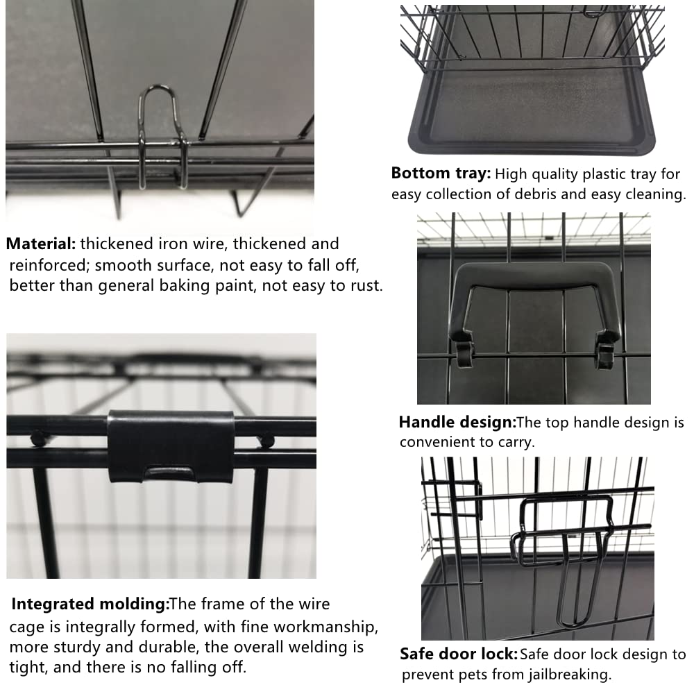 Dog Crate 30 Inch,Large Metal Dog Cage With 2 Doors (Front & Side),Folding Metal Training Crate With Chew Resistant Plastic Dog Crate Tray