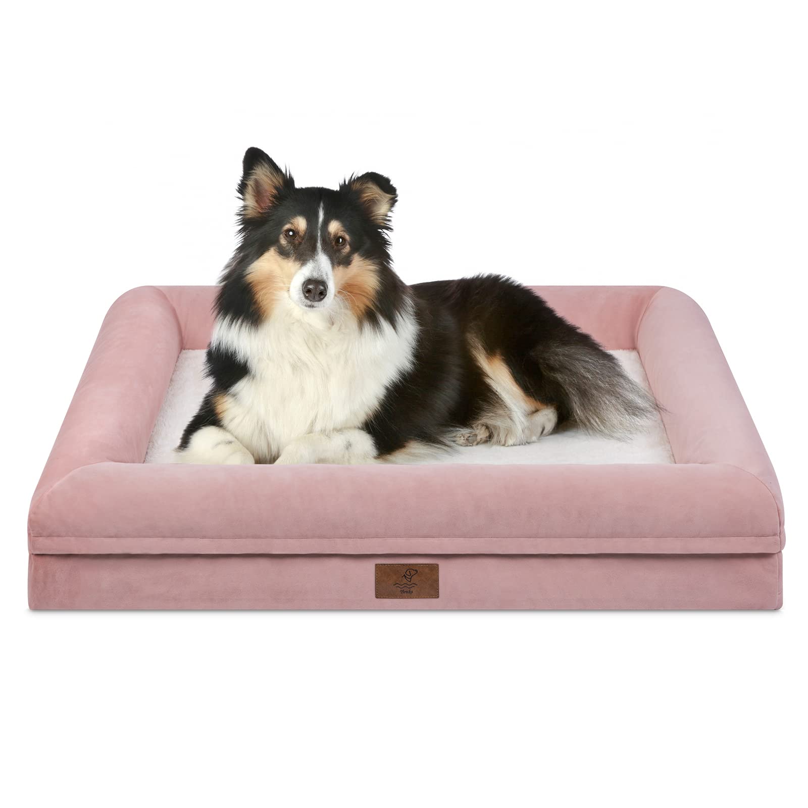 Yiruka Large Orthopedic Dog Bed - Grey Waterproof with Removable Cover, Soft Bolster, Nonskid Bottom, Washable for Large Dogs