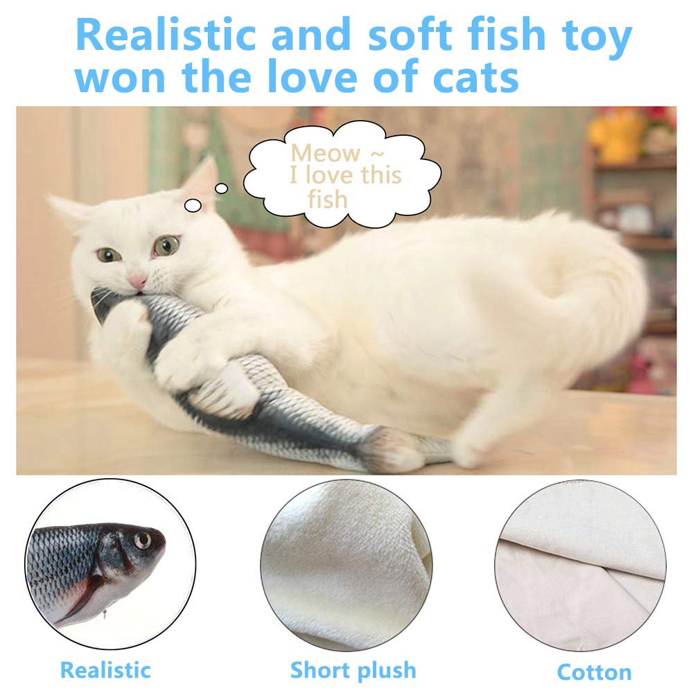 Electric Floppy Fish Cat Toy, Moving Cat Kicker Fish Toy, 11' Realistic Flopping Fish Dog Toy, Plush Interactive Cat Toy For Indoor Cats, Wiggle Fish Catnip Toys