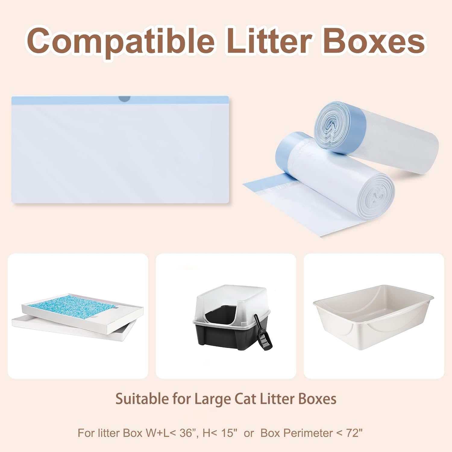 24 Pack Litter Box Liners Compatible with Safe Pets Scoopfree Cat Litter Box Tray Refill, Large Cat Waste Poop Bags with Anti-sc