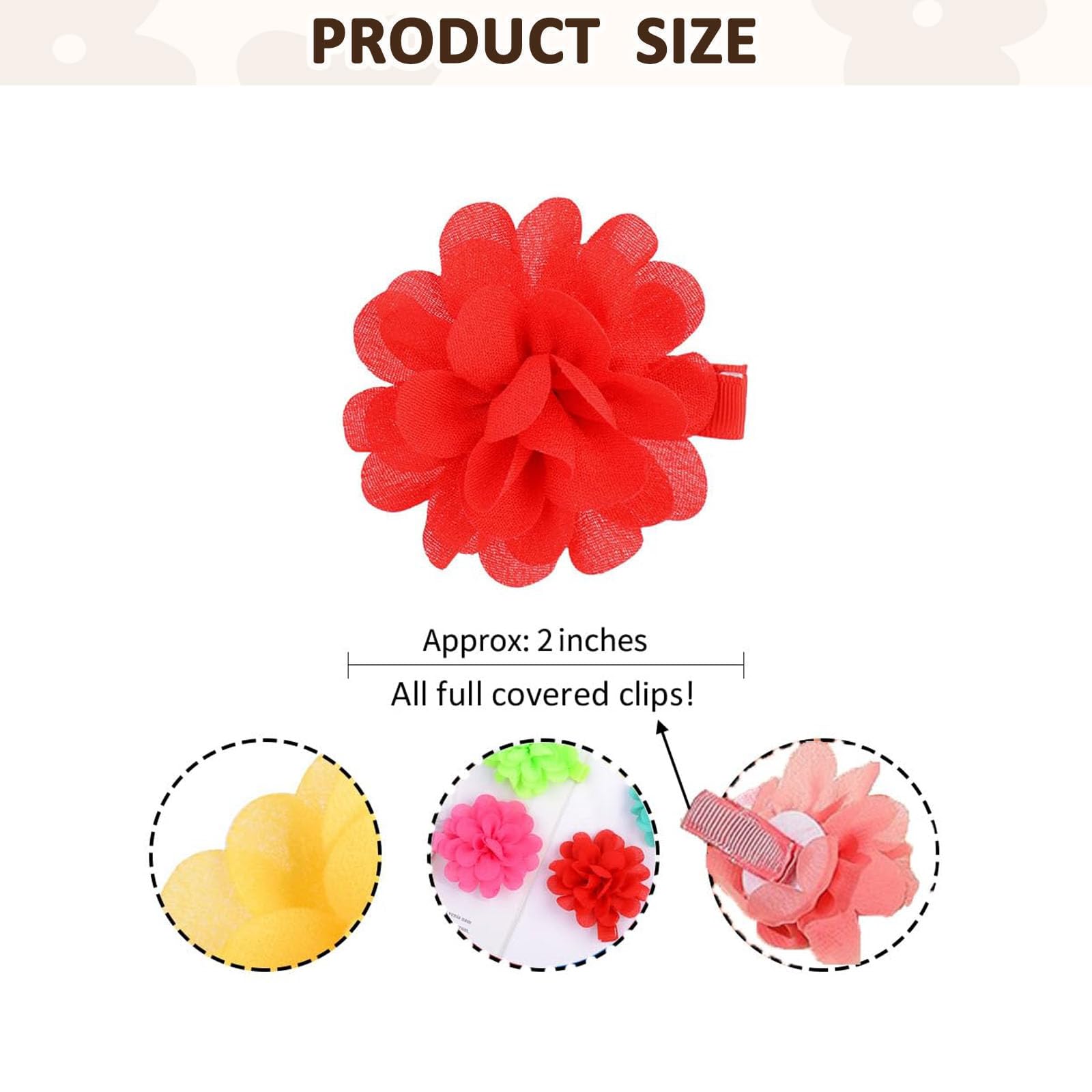 NUOSYI 52PCS Flower Bows Alligator Hair Clips for Cat Dogs Puppy Birds Ducks Horse Chicken Pets Barrettes Outdoor Party Birthday