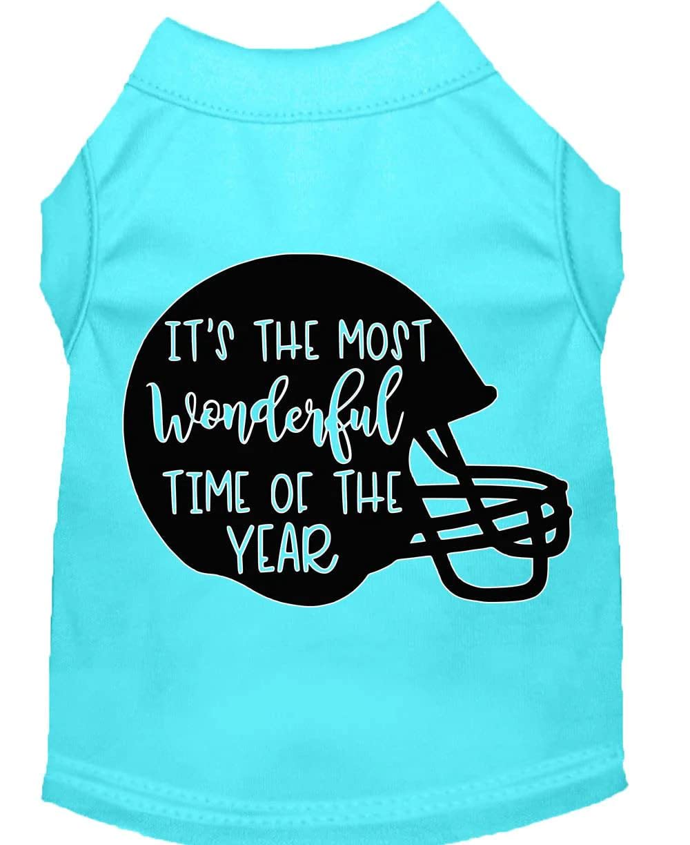 Pet Dog & Cat Shirt Screen Printed, "It's The Most Wonderful Time Of The Year (Football)" Orange SM (3-6 lbs.)
