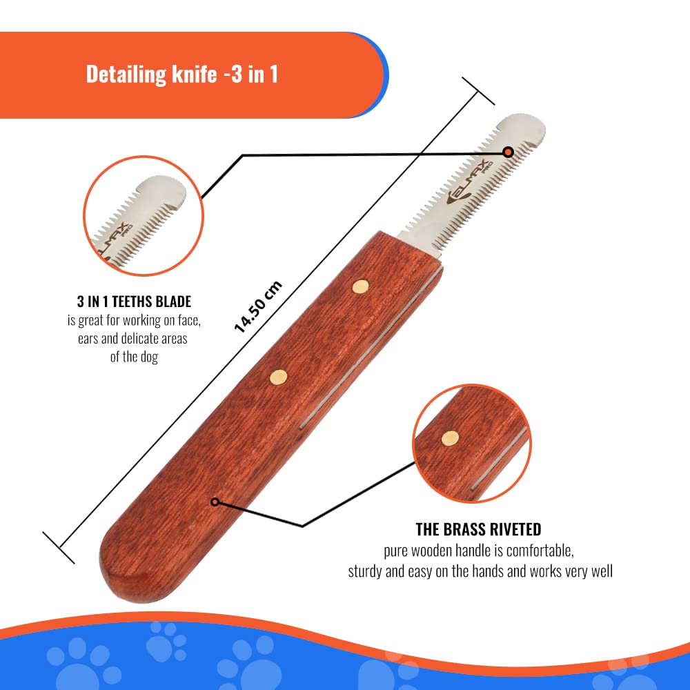 Elmax Pro Professional Stripping Knife For Dogs (Pack Of 6), Best For Removing Unwanted Undercoat, Blades Are Made Of Stainless