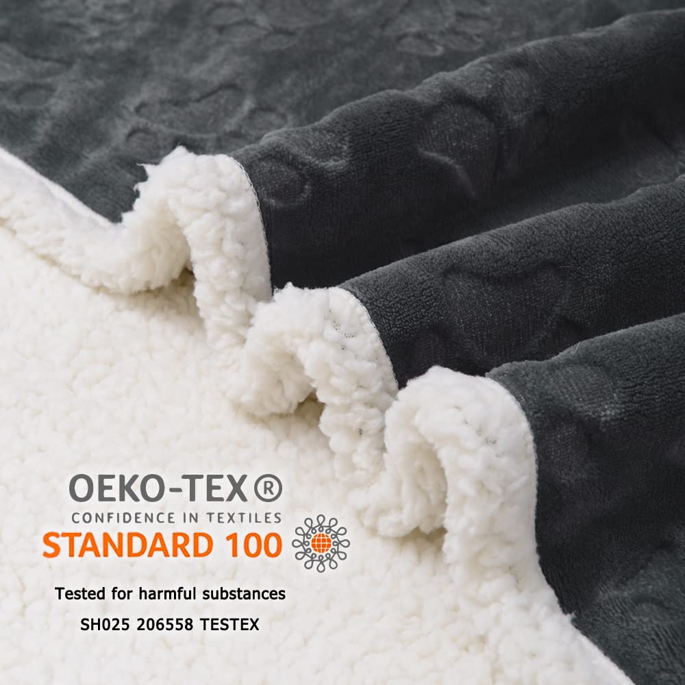 Qeils Dog Blankets For Medium Dogs - Waterproof Cat Blanket Washable - Sherpa Fleece Puppy Blanket, Soft Plush Reversible Throw Protector For Bed Couch Car Sofa, 50'X60', Dark Grey