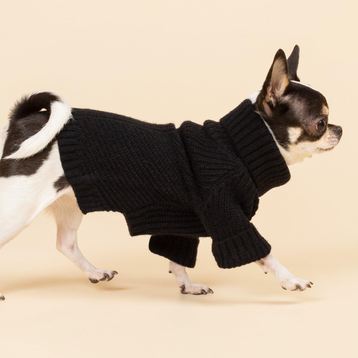 Fitwarm Dog Turtleneck Sweater, Thermal Knitted Pet Coat, Dog Winter Clothes For Small Dogs, Cat Apparel, Black, Xl