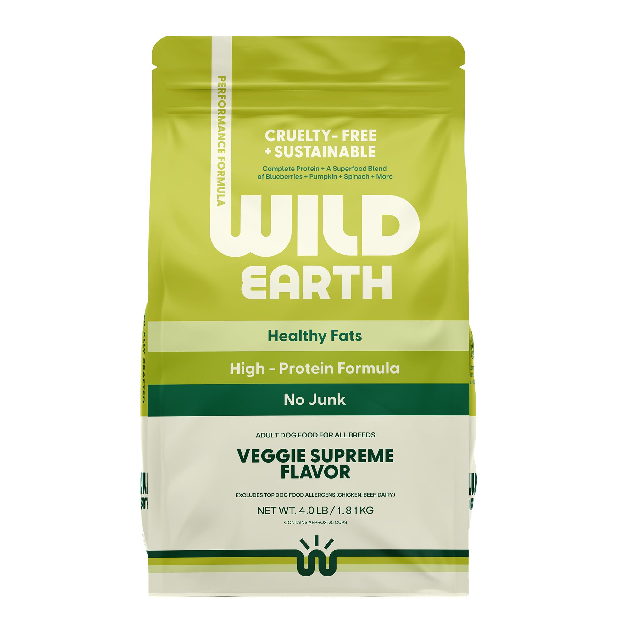 Wild Earth Vegan Dry Dog Food Performance Formula | Plant-Based Vegetarian Kibble | Wheat-Free, Allergen-Free, Veterinarian-Deve