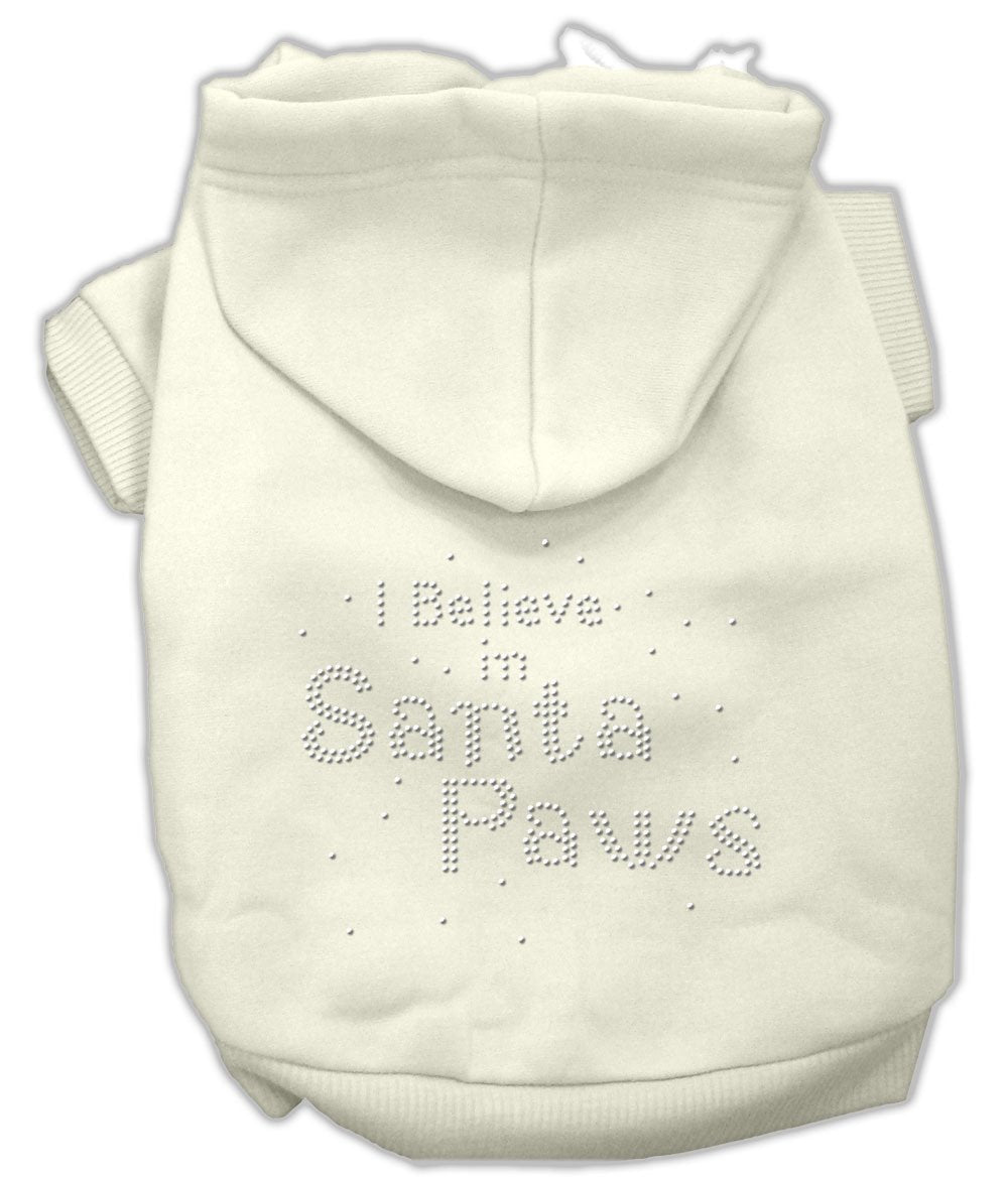 Mirage Pet Products 10-Inch I Believe in Santa Paws Hoodie, Small, Cream