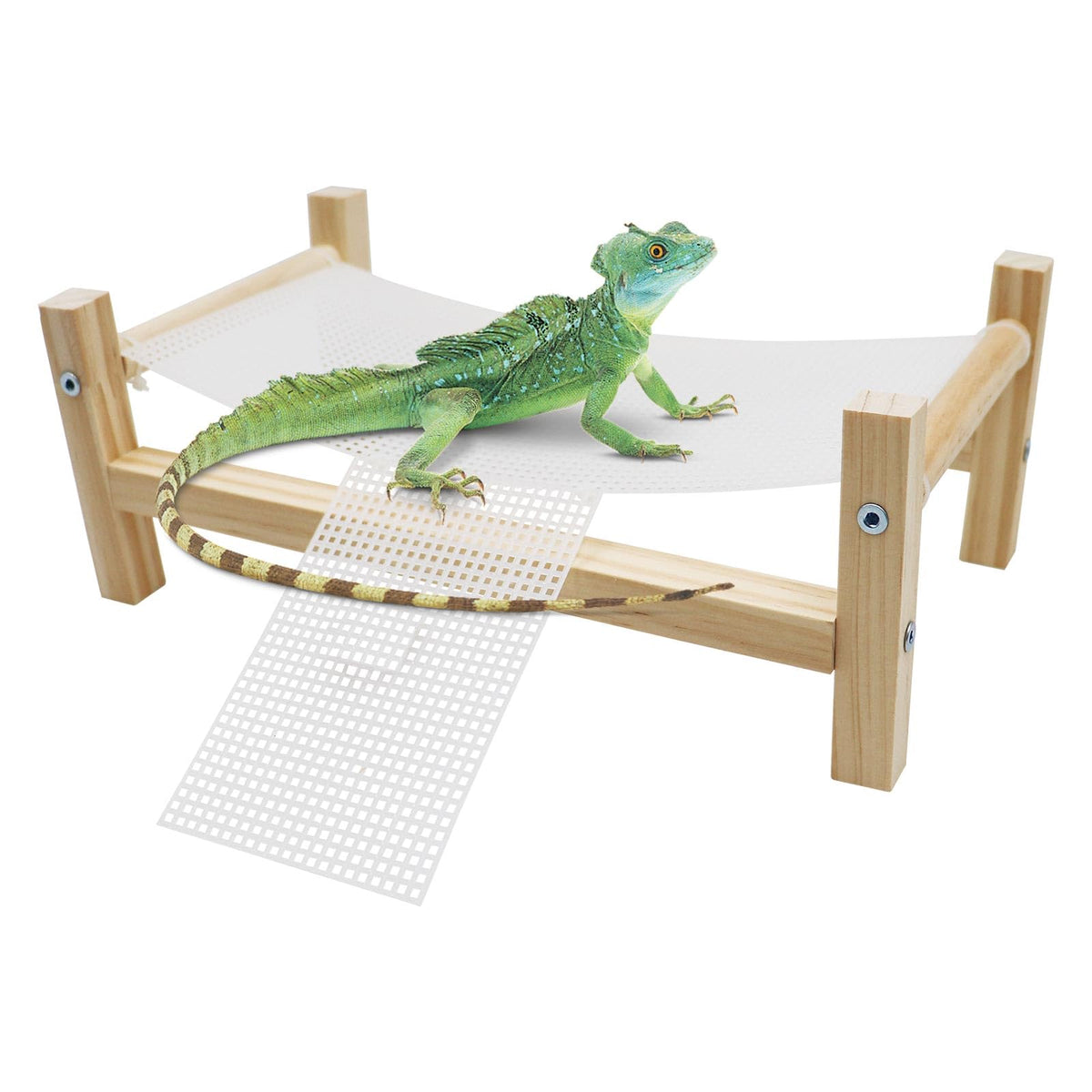 Dnoifne Reptile Hammock Swing Hanging Bed, Wooden Lizard Bed, Reptile Summer Bed For Bearded Dragon Leopard Gecko Lizard