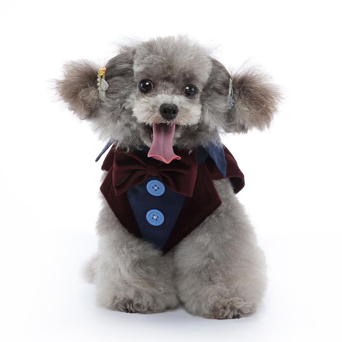 Doteyayp Puppy Velvet Tuxedo With Detachable Bowtie Prom Wedding Formal Wear Prince Costume For Small Dog (Medium, Coffee)