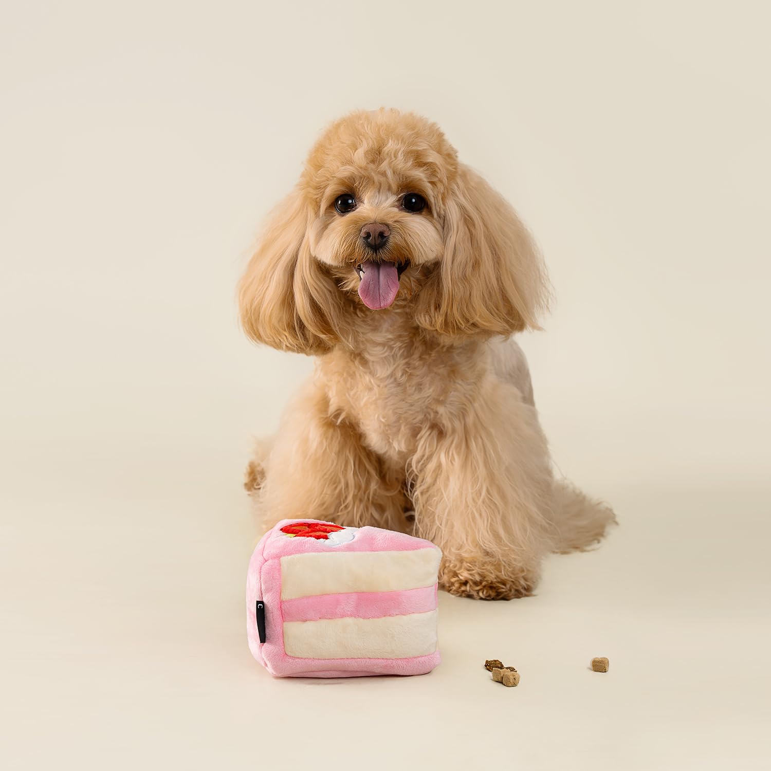 CHEWFFON Dog Birthday Enrichment Toys, Interactive Puppy Puzzle Toy, Crinkle Squeaky Puppy Toy for Boredom, Strawberry Cake Snuf