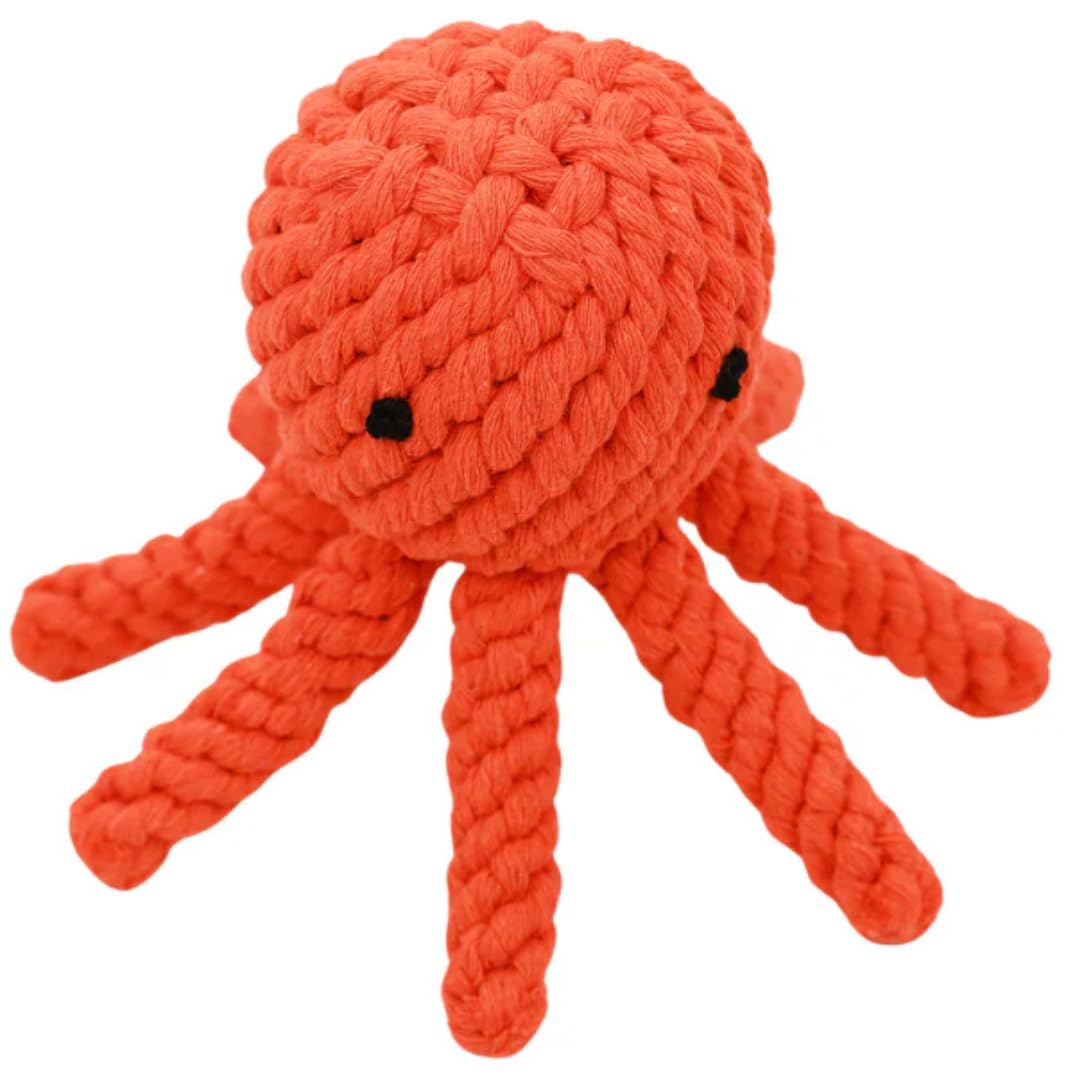 Chowabunga Ollie the Octopus Dog Toy Tough Handmade Eco Cotton Rope Dog Toy Octopus Durable with Natural Non Toxic Dyes - Dog Oc