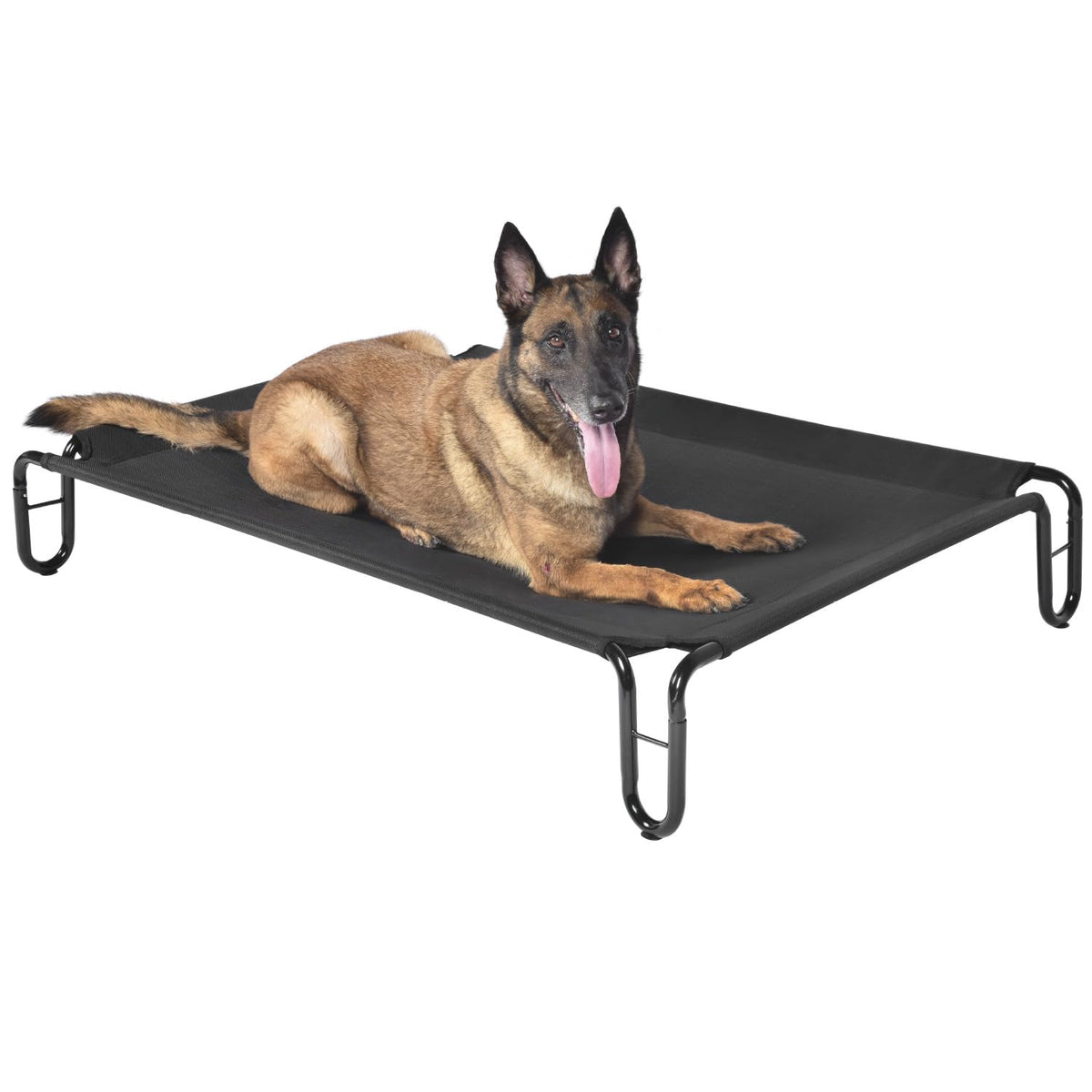 Pettycare Elevated Outdoor Dog Bed - Raised Dog Bed For Large Dogs, Waterproof Dog Cot Bed Easy To Assemble, Cooling Elevated Dog Bed With Breathable Teslin Mesh, Durable, Non Slip, Up To 65 Lbs,Black