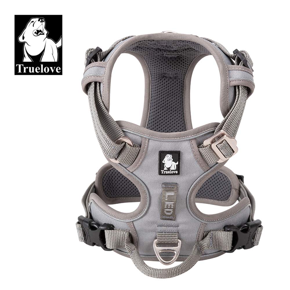 True Love Dog Harness No Pull Nylon Reflective Pet Harness Adjustable Comfortable Control Step-In Brilliant Colors Truelove Tlh56512 Gray