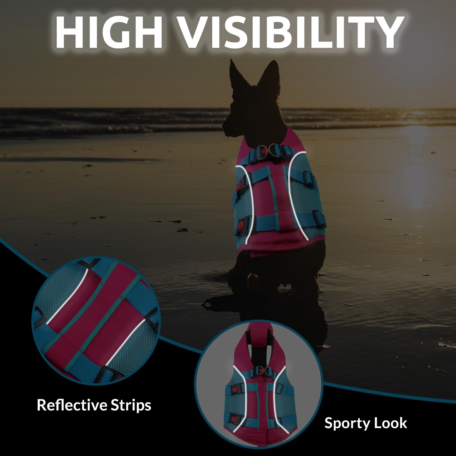 Asenku Dog Life Jacket - Pet Safety Vest For Swimming & Boating, Shark Life Jacket With Floatation, Dog Lifesavers Swimsuits For
