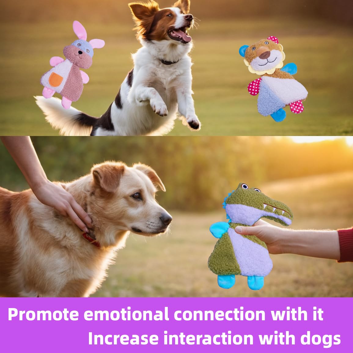 YUNKINGDOM Big 5 Pack Dog Squeaky Toy for Keep Them Busy,Multipack Stuffed Crinkle Puppy Dog Toys Bundle,Chewing Dog Toys for Te