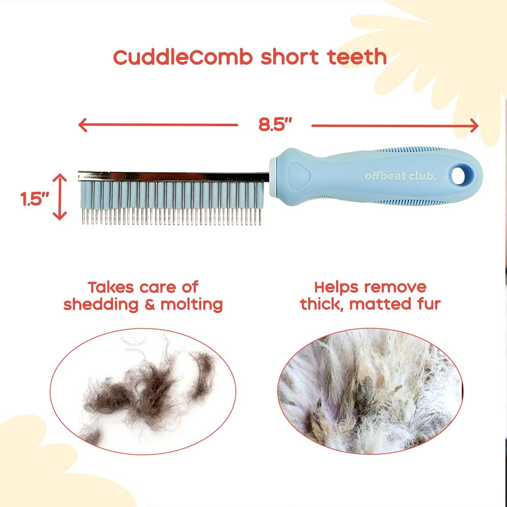 Guineadad Cuddlecomb - Pet Brush For Dogs, Cats, Rabbits, And Guinea Pigs - Rubber Grip, Silicone Bands For Shedding, Molting, And Shiny Coat (Short)