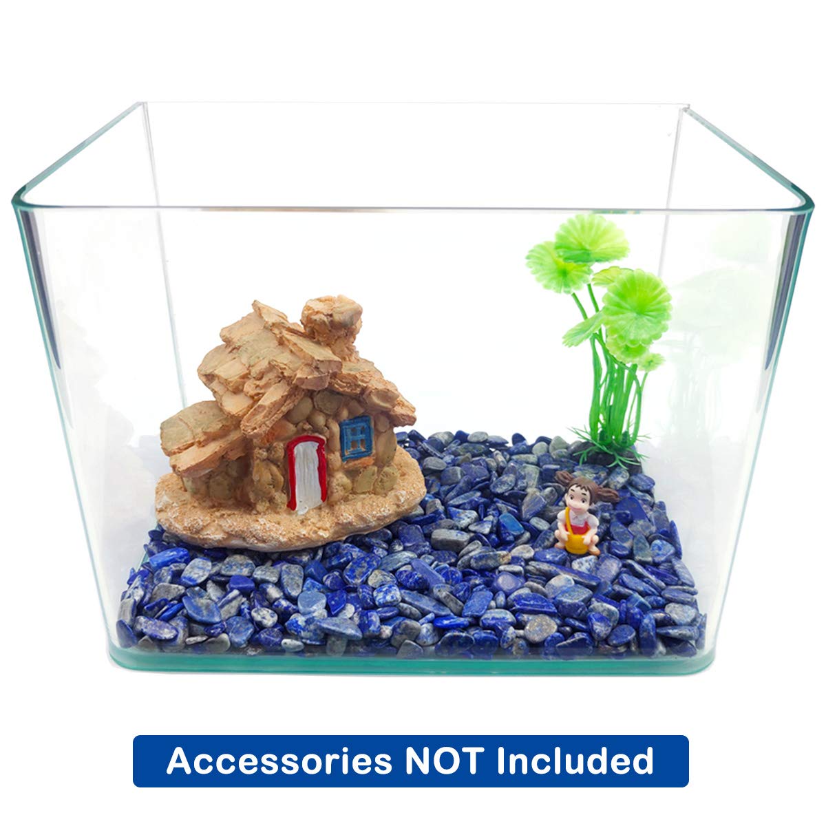 Wayber 1 Lb/460G Deep Blue Lapis Lazuli Pebbles Irregular Decorative Stones Natural Crystal Rock Gravel For Aquarium/Fish Turtle Tank/Succulent Plants/Air Plants Decoration (Fill 0.9 Cup)