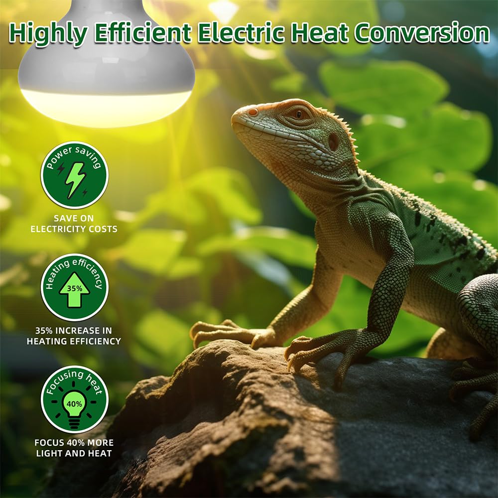 DaToo Reptile Heat Lamp 100W Amphibians Basking Light Bulb UVA Heat Lamp Bulbs Daylight Basking Spot Light for Lizards Bearded D