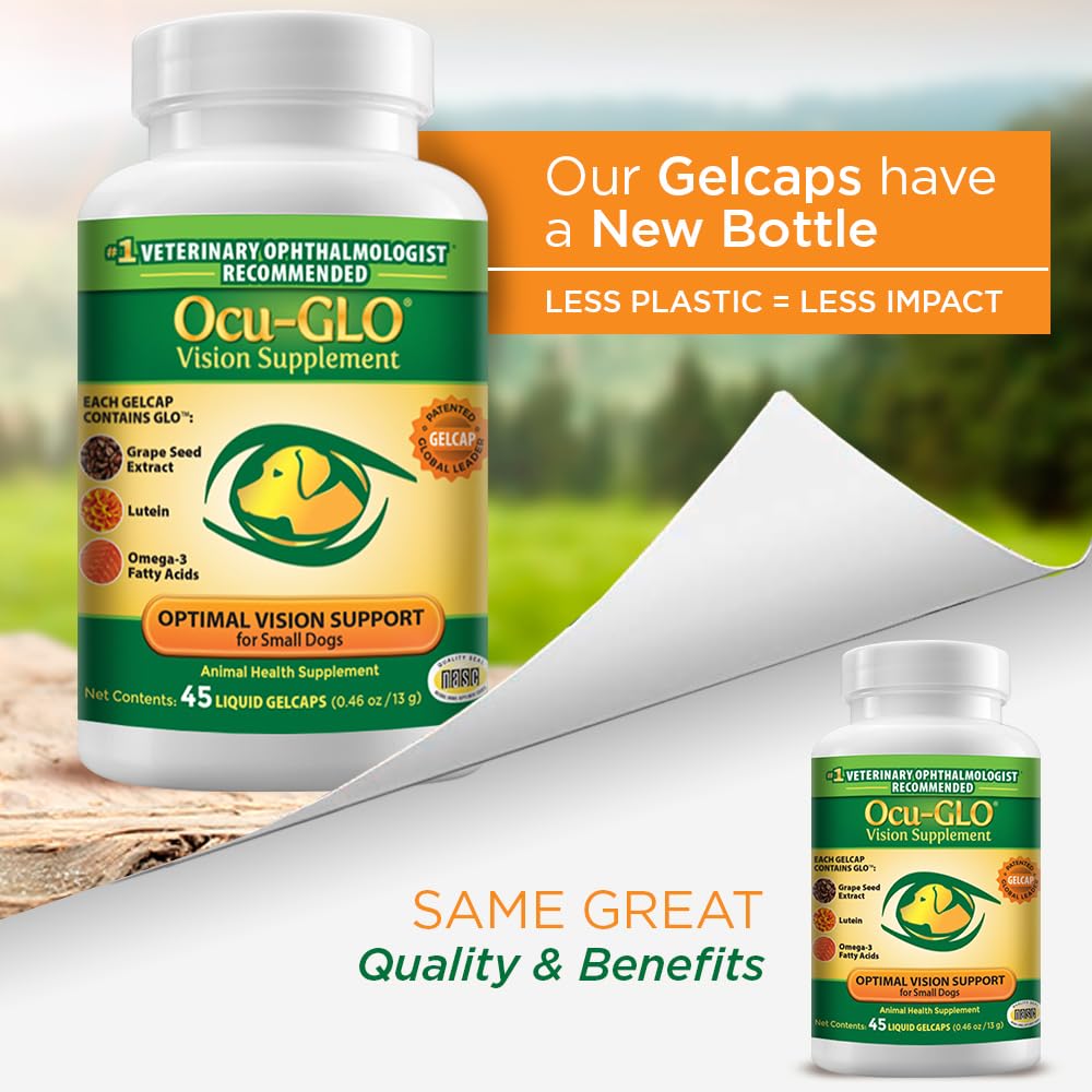 Ocu-GLO Vision Supplement for Small Dogs by Animal Necessity with Lutein, Omega-3 Fatty Acids, Grape Seed Extract and Antioxidan