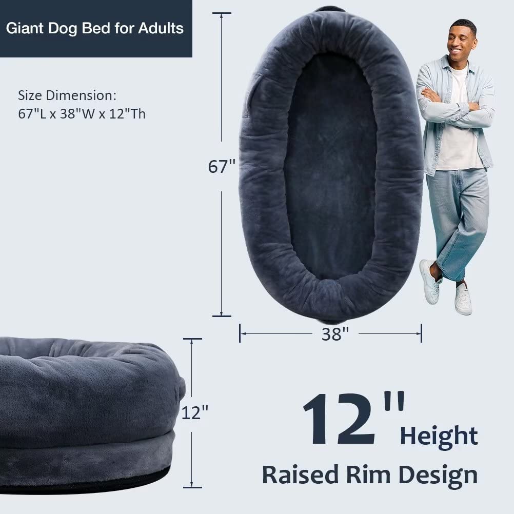 Fieiyob Human Dog Bed, 67'X38'X12' Human Dog Bed For Adult, Orthopedic Dog Bed Soft Cozy Flufy Human Sized Dog Bed For Large